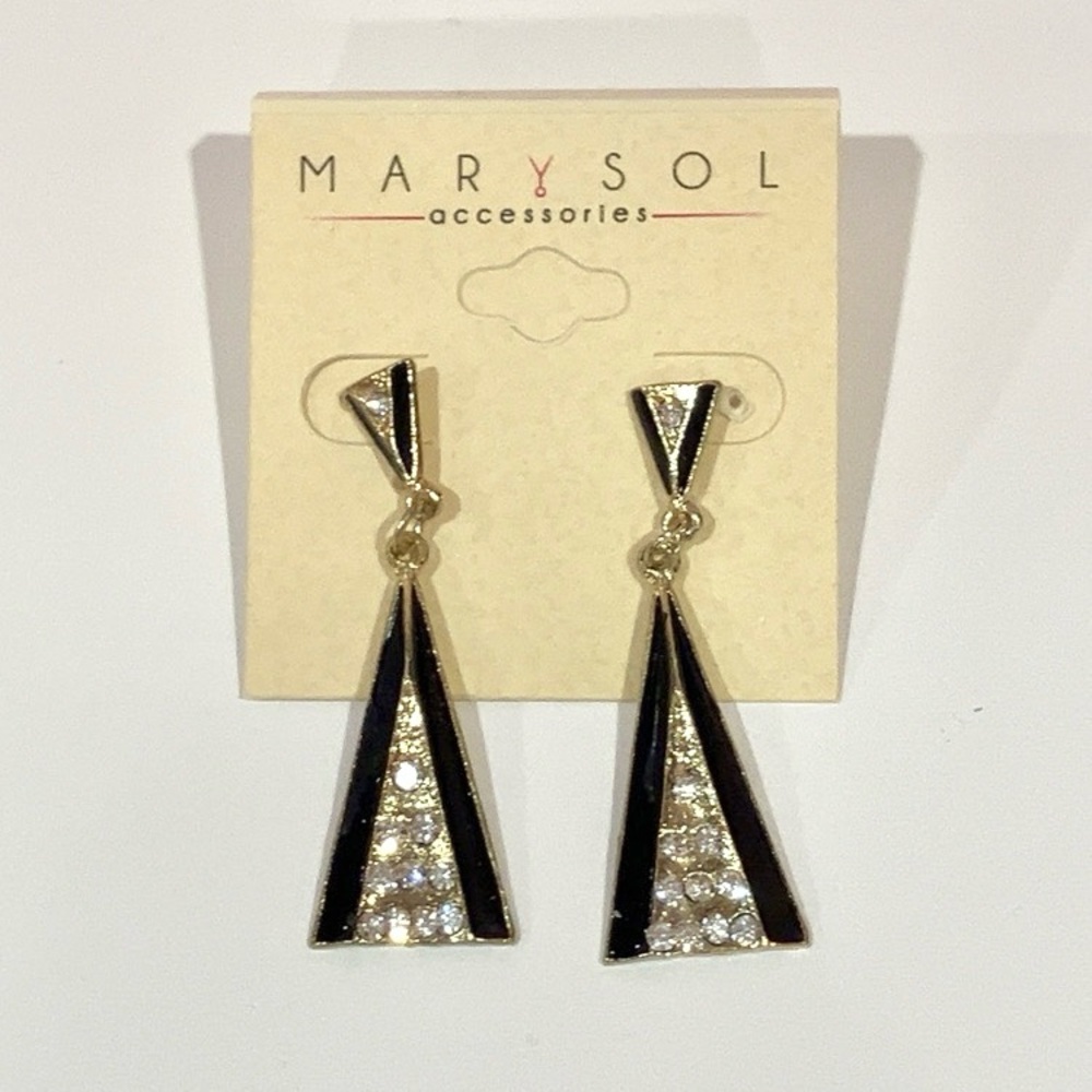 Gold and Black Geometric Earrings